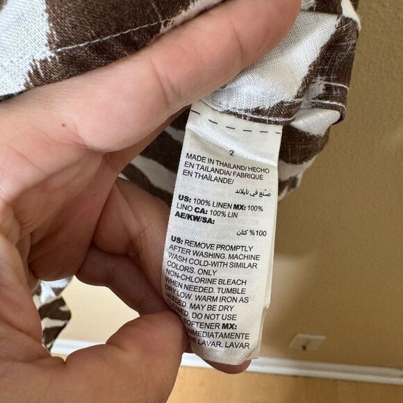 Chico's Shirt Women's Large 100% Linen No Iron Sleeveless Top Tunic Animal Print - Picture 6 of 12